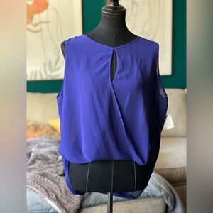 Akira Chicago Deep Blue-Purple Sheer Tank Blouse – Size Medium